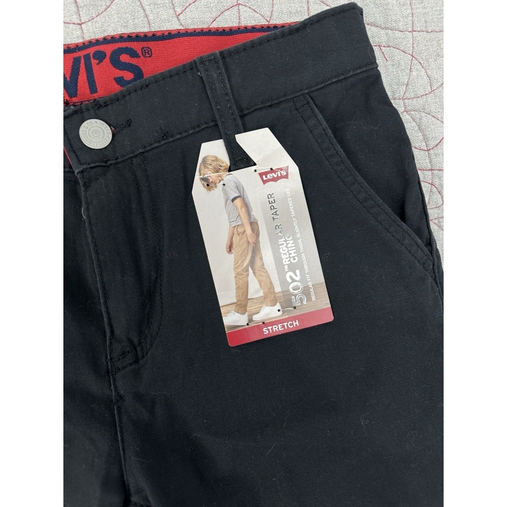 NWT Levi's Boys 502 Regular Black Taper Chino Kids 26x27 / Kids 12 Reg - Picture 2 of 4